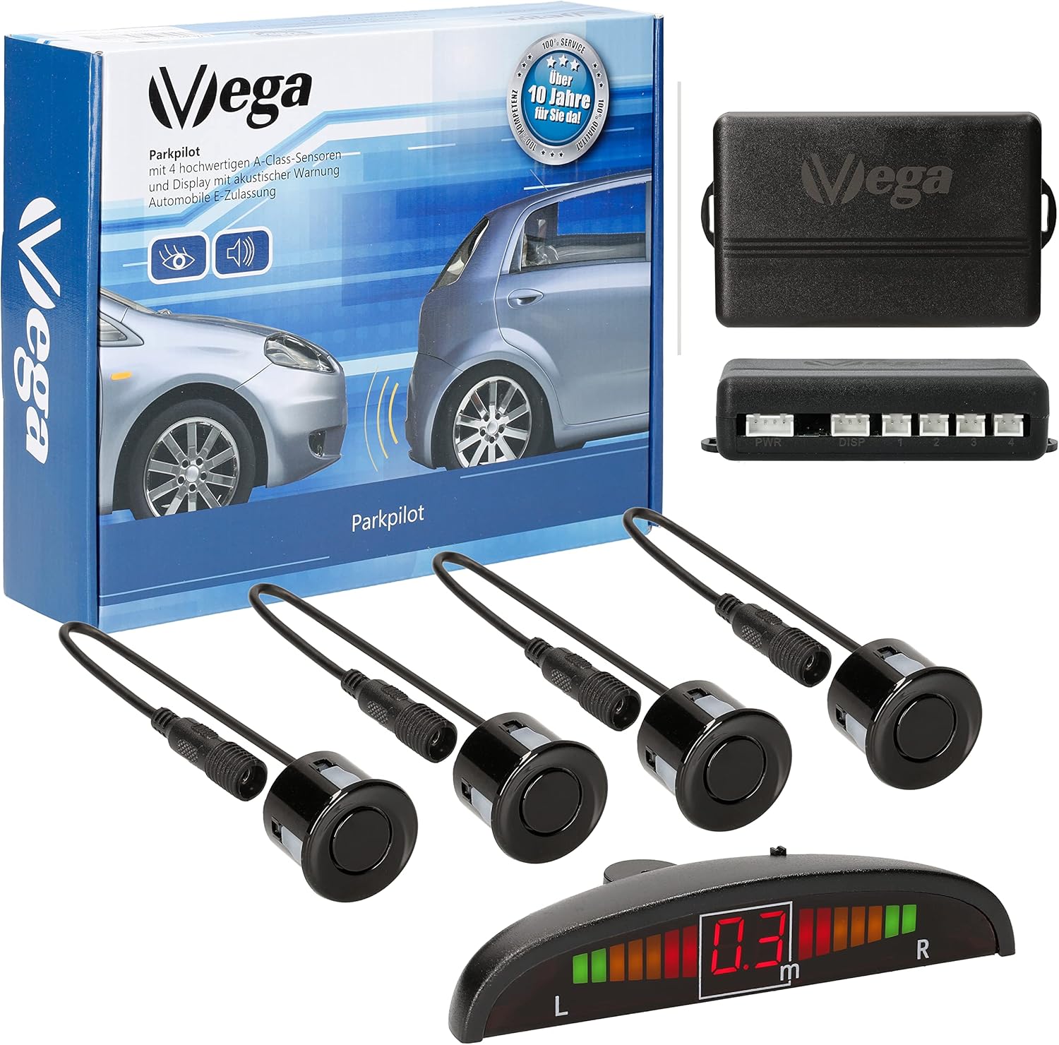 VSG24 Premium Einparkhilfe VORNE mit Display zum nachrüsten am Auto ...